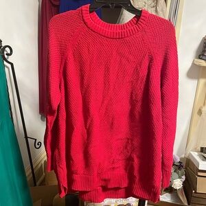 Women's Red Tunic Length Sweater